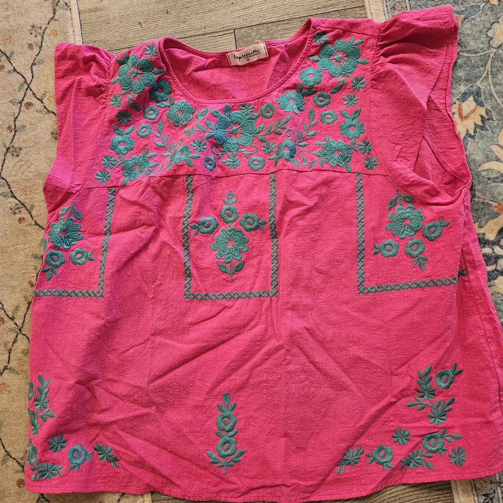 Bright Pink Embroidered Top